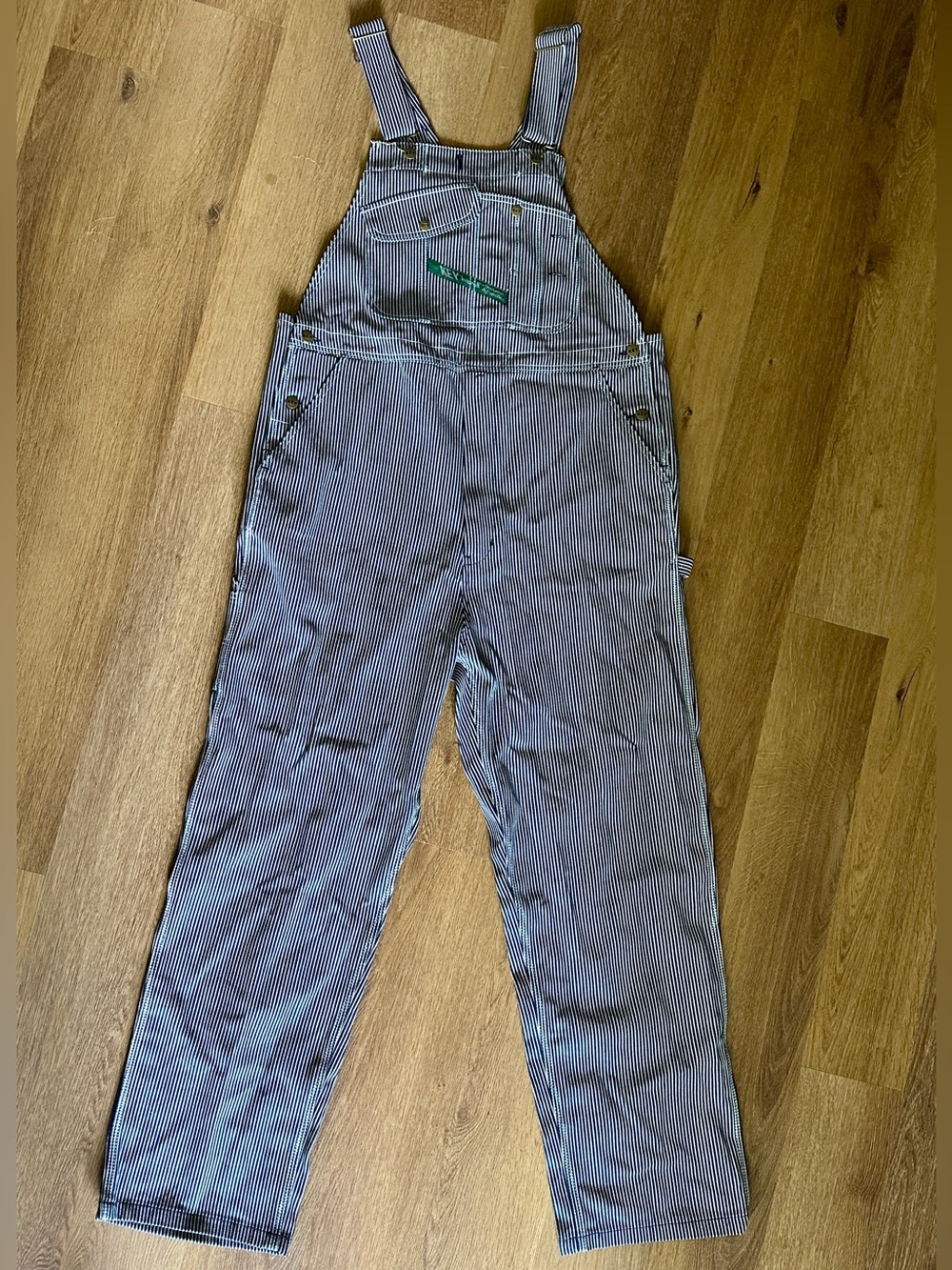 KEY Hickory Stripe Bib Overalls 40x32 NWT | Railroad Workwear | Blue White
